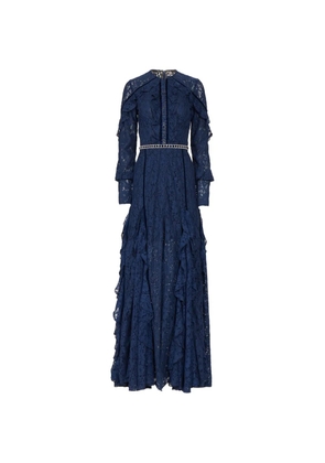 Costarellos Gianna lace ruffled gown - Blue