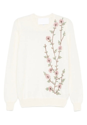 Costarellos floral-embroidered sweater - White