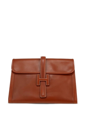 Hermès Pre-Owned large Jige leather pouch - Brown