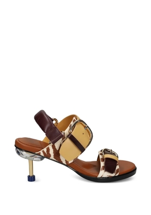 4CCCCEES Osha Line Mid buckled zebra-print sandals - Neutrals