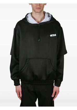 GCDS layered logo-detail hoodie - Black