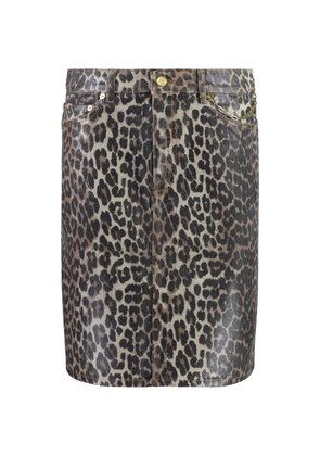 GANNI leopard print short skirt - Neutrals