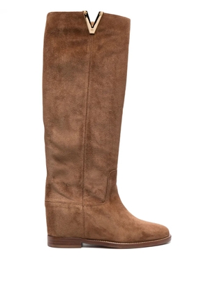 Via Roma 15 knee-length leather boots - Brown