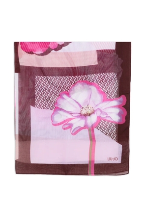 LIU JO floral-print scarf - Brown