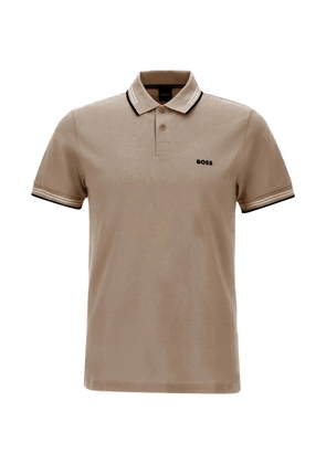 BOSS striped-collar polo shirt - Neutrals