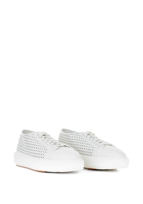 Santoni perforated leather sneakers - White