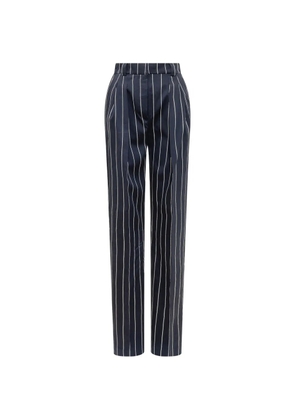 moms pants striped silk trousers - Blue