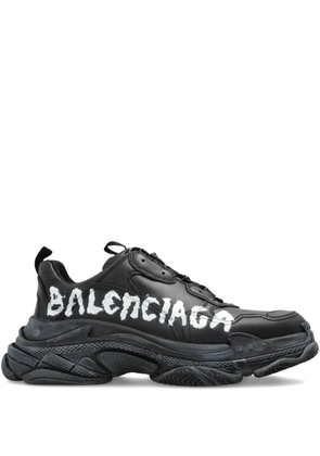 Balenciaga paint logo triple s sneakers - Black