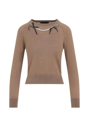 Simone Rocha bow-detail long-sleeve sweater - Brown