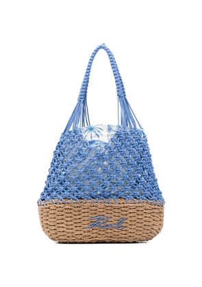 Karl Lagerfeld macramé beach bag - Blue