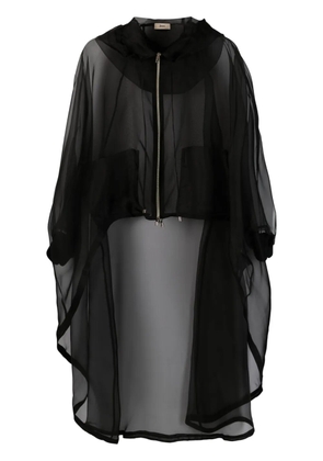 Herno chiffon hooded cape - Black