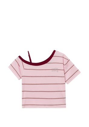 Mini Cream striped cut-out top - Pink