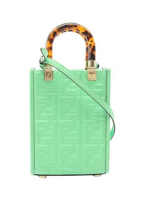 Fendi Pre-Owned 2010-2026 Mini Zucca Embossed Leather Sunshine Shopper Tote satchel - Green
