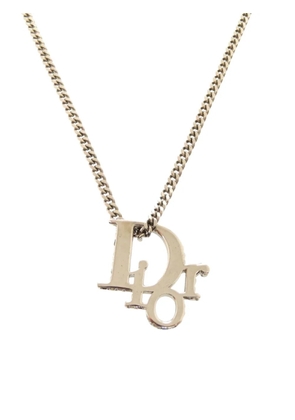 Christian Dior Pre-Owned 2015-2025 Silver Plated Oblique Pendant Necklace costume necklace