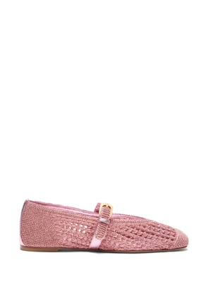 Stuart Weitzman Leora crochet-knit ballet flats - Pink