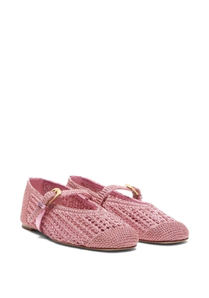 Stuart Weitzman Leora crochet-knit ballet flats - Pink