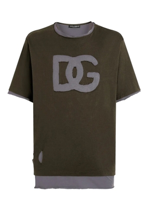 Dolce & Gabbana logo-applique layered T-shirt - Green