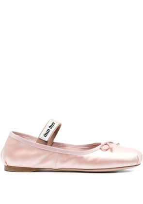 Miu Miu elasticated bow-detail ballet flats - Pink