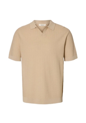 SELECTED linen-blend polo shirt - Neutrals