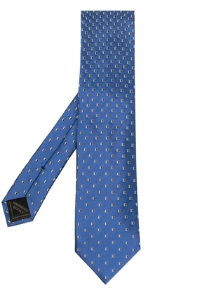Brioni geometric-pattern silk tie - Blue