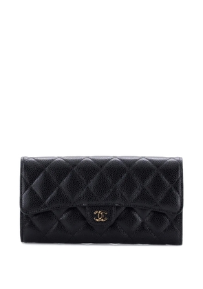 CHANEL Pre-Owned CC Gusset Classic Flap Wallet Quilted Caviar Long small wallets - Black