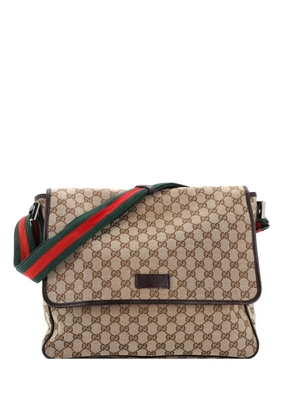 Gucci Pre-Owned Web Strap Flap Messenger GG Canvas Medium crossbody bag - Brown