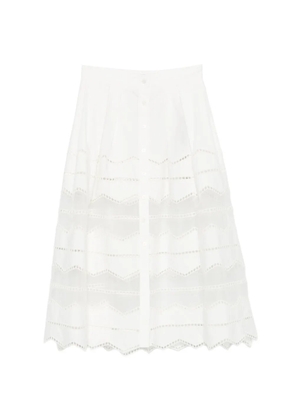 Elie Saab broderie-anglaise midi skirt - White