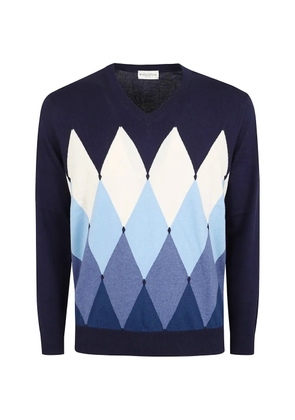 Ballantyne argyle-intarsia V-neck sweater - Blue