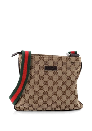 Gucci Pre-Owned Web Strap Zip Messenger Bag GG Canvas Small crossbody bag - Brown