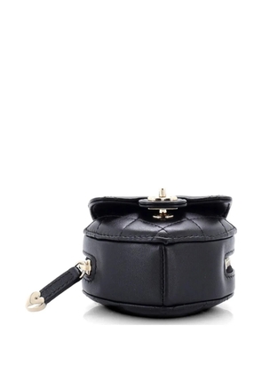 CHANEL Pre-Owned CC in Love Heart Chain Necklace Zip Coin Purse Quilted Lambskin clutch bag - Black