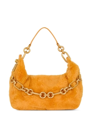 Balmain medium Sync shearling chain shoulder bag - Orange