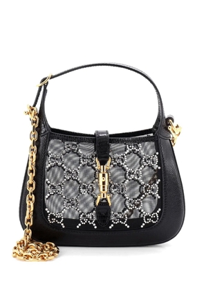 Gucci Pre-Owned Jackie 1961 Chain Crystal GG Embellished Mesh with Lizard Mini hobo bag - Black