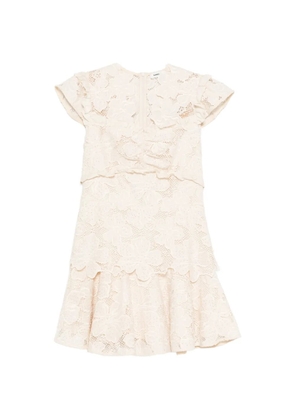 SANDRO floral-embroidered lacedetail mini dress - Neutrals