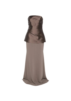 Solace London Allia draped strapless maxi dress - Brown