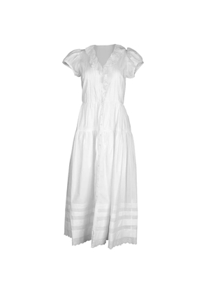 DÔEN Eliette ruffle-trim midi dress - White