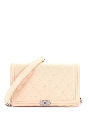 CHANEL Pre-Owned Boy Wallet on Chain Quilted Caviar crossbody bag - Neutrals