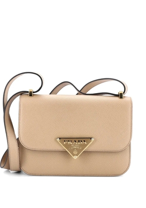 Prada Pre-Owned Embleme Triangle Logo Flap Bag Saffiano Leather Small shoulder bag - Neutrals