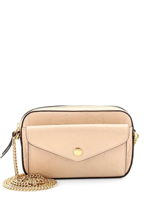 Gucci Pre-Owned Front Pocket Chain Shoulder Bag Jumbo GG Embossed Leather Super Mini crossbody bag - Neutrals