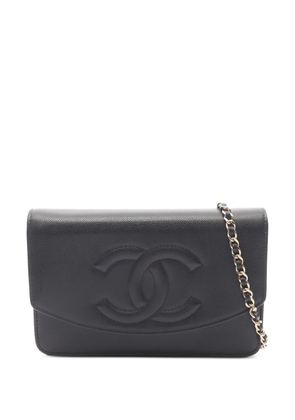 CHANEL Pre-Owned 2021 logo chain cross body bag - Black