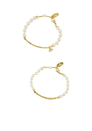 Vivienne Westwood Amelia pearl-embellished brand name bracelets (set of two) - Gold