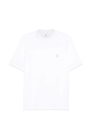Brunello Cucinelli embroidered-logo crewneck cotton T-shirt - White