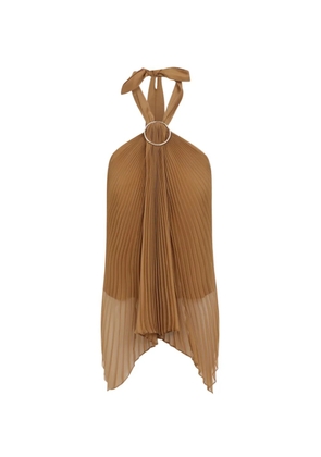 Max Mara ring-detail plissé-effect blouse - Neutrals