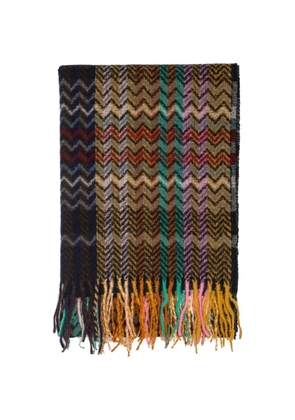 GOIA chevron-pattern fringed scarf - Black