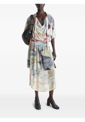 LEMAIRE draped floral print dress - Neutrals