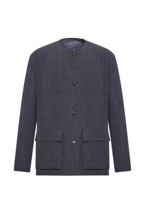 Lardini pinstriped collarless jacket - Blue