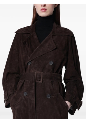 Sword belted double-breasted trench coat - Brown