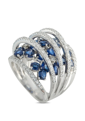 LB Exclusive wide-band diamond and sapphire ring - Silver