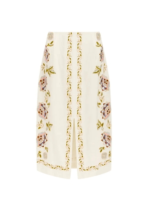 Marie Oliver Meara floral-print slit skirt - Neutrals