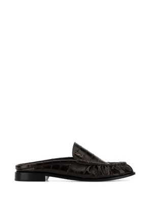 Saint Laurent Le ruffled leather loafers - Brown