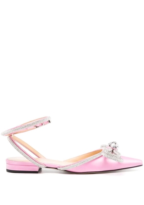 MACH & MACH Double Bow satin flat pumps - Pink